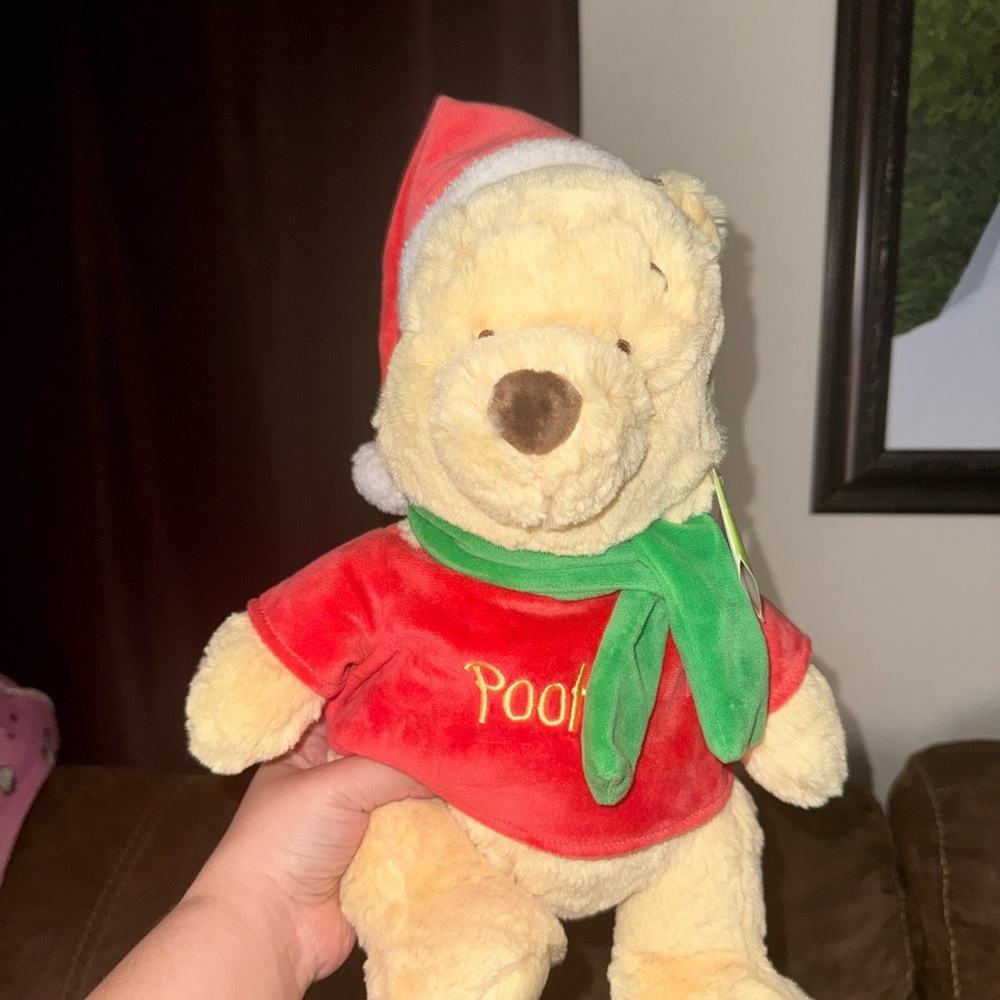 Winnie the Pooh Plush Toy with Santa Hat